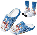 Jeiento Fuzzy Slippers and Sock Set Women's Warm Cozy Memory Foam House Shoes Soft Slip-on Slides by Jeiento