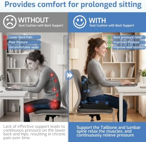 Ergonomic Seat Cushion with Lumbar Support Pillow for Office and Car - Image 4