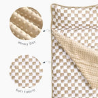 Wake In Cloud - Toddler Nap Mat with Pillow and Minky Fleece Blanket, for Kids Boys Girls Ages 3 Plus in Daycare Preschool, Roll Up Sleeping Bag, Gingham Grid Checkered, Brown White, Standard - Image 6