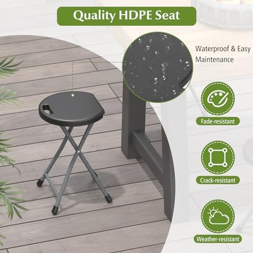 GYMAX Folding Stool, 18in Portable Collapsible Bar Stool with Handle & Steel Frame, 330lbs Sturdy Foldable Lightweight Metal Chair for Outdoor/Indoor Kitchen Home Bar, Assembly Free (Set of 2, 18inch) - Image 5