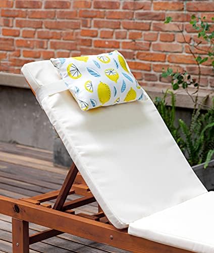 Outdoor Patio Chaise Lounge Small Headrest Waterproof Pillows with Insert & Adjustable Elastic Stripe,Garden Furniture Sofa Office Chair Seat Yellow 2 Pack - Image 3