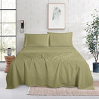 Mocassi Twin Size 4-Piece Bed Sheet Set - 1800 Premium Hotel Quality Microfiber 18-24 Inches Extra Deep Pocket Fitted Sheet- Luxury Soft, Breathable, Wrinkle, and Fade Resistant, Sage Green - Image 2