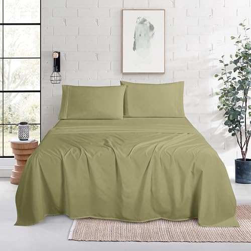 Mocassi Twin Size 4-Piece Bed Sheet Set - 1800 Premium Hotel Quality Microfiber 18-24 Inches Extra Deep Pocket Fitted Sheet- Luxury Soft, Breathable, Wrinkle, and Fade Resistant, Sage Green - Image 2