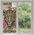 Window Privacy Film Frosted, Leopard Print Non-Adhesive Static Cling Window Tint, Vintage Peony Flower Chic Cheetahs Texture Insulated Windows Frosted Films for Living Room, 35.4 x 78.7 Inches by Unknown