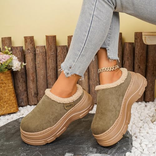 Womens Chunky Platform Slippers Fleece Lined House Clogs - Image 3