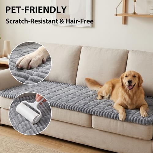 Fixwal Waterproof Flannel Dog Couch Cover, 27.6" x 47", Light Gray - Image 6