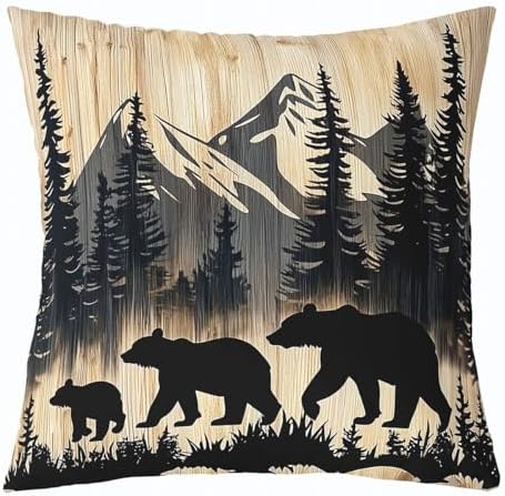 Feelyou Vintage Bear Throw Pillow Covers Reversible Decorative - Image 5