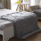 Warm Soft Cozy Chenille Yarn Thick Crochet Knit Blanket for Bed, Sofa, Big Chunky Cable Knit Throw, Weighted Chunky BlanketA120x150cm - Image 3