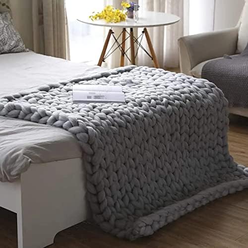 Warm Soft Cozy Chenille Yarn Thick Crochet Knit Blanket for Bed, Sofa, Big Chunky Cable Knit Throw, Weighted Chunky BlanketA120x150cm - Image 3
