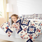 Erosebridal Mexican Style Twin Bedding Set,Colorful Talavera Tile Comforter Set for Kids Adults,Retro Vintage Floral Duvet Insert,Ethnic Mexico Aesthetic Bedroom Decor with 1 Pillowcase - Image 3