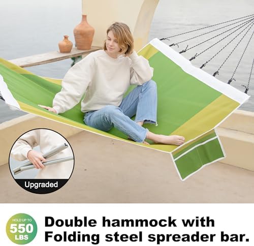 GAFETE 14ft Portable 2 Person Hammock, Quick Dry Textilene, 550 lb Capacity - Image 2