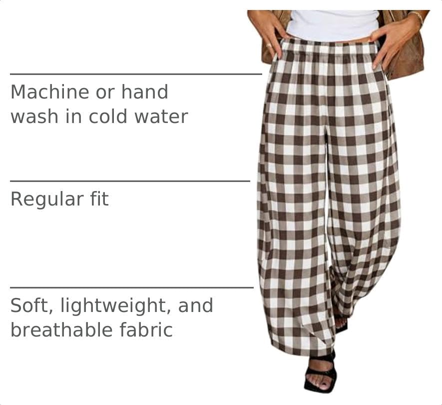 Tankaneo Womens Wide Leg Palazzo Pants Barrel Baggy Trousers with Pockets - Image 4