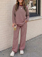 Women's 2 Piece Striped Lounge Set Wide Leg Pants Matching Pajamas Set - Image 3