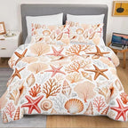 HOSIMA Orange Quilt Nautical Ocean Themed Bedding Queen with 2 Pillowcases. - Image 3