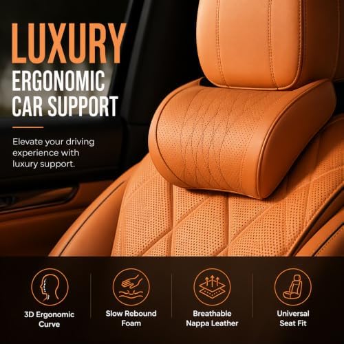Memory Foam Car Neck Pillow for SUV, Home & Office Chair, Orange, 1 pack - Image 3