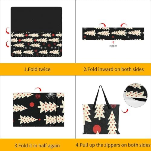 Waterproof Zipper Foldable Travel Blanket Christmas Tree Red 78.7"x78.7" - Image 4