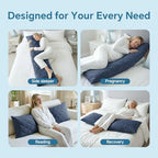 BEDELITE Cooling Body Pillow, Memory Foam Filled, Navy Blue, 20x54 Inches - Image 5