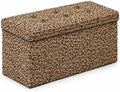 ALASDO 30 Inch Folding Storage Ottoman Bench with Hidden Storage, PU Leather Ottoman Foot Rest Stool, End of Bed Bench for Bedroom, Living Room, Entryway and Closet, Leopard Print by ALASDO