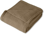 100% Fine Cotton Luxurious Basket Weave Blanket, Taupe, King Size (Pack of 6) - Image 2