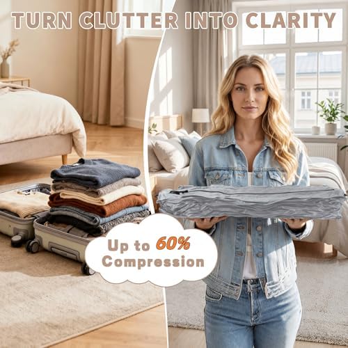 ONTYZZ Travel Vacuum Compression Bags, IPX8 Waterproof Luggage Space Saver Bags, Reusable TPU Vacuum Seal Bags for Travel Clothes Storage, 2 Pack Dark Black - Image 5