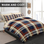 WeCozy King Comforter Set with Sheets, 7 Pieces Plaid Navy Bedding - Image 4
