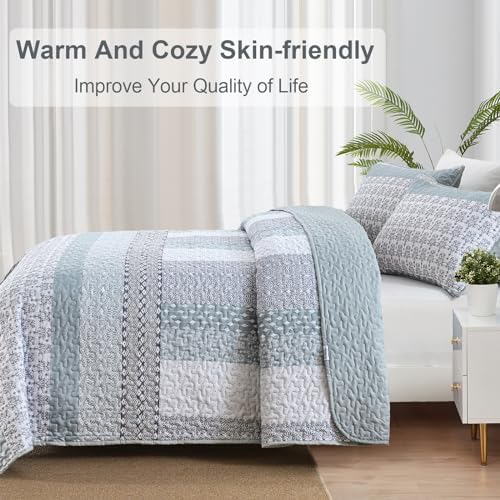WONGS BEDDING Boho Quilt Set Queen, Stripe Bedspread Sets, Burnt Orange - Image 4