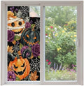 Window Privacy Film Frosted, Pumpkins Halloween Non-Adhesive Static Cling Window Tint, Black Horror Purple Floral Insulated Windows Frosted Films for Living Room, 35.4 x 78.7 Inches by Unknown