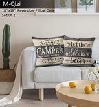 Camper Decor Doormat Pillow Cover Set - 1 * 30''x17'' Camper Rugs for Inside, 2 * 18x18 Camper Pillows Cover, RV Decorations for Inside Camper - Let The Adventure Begin - Image 3