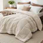Bedsure Full Size Comforter - Comforter Full for All Season, Ultra-Soft Quilted Down Alternative Duvet, Blanket for Bed, Prewashed Duvet Insert with 4 Tabs, Machine Washabl, Cream, 86x82 in by BEDSURE