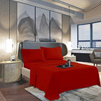 Mocassi Queen Sheet Set - Luxury Hotel 1800 Premier Bedding Sheets & Pillowcases - Ultra Soft Breathable & Cooling Bed Sheets - Deep Pocket - Wrinkle Resistant - 4 Piece Set - Queen, Red - Image 3