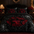 CCoutueChen Gothic Black Rose Bedding Set Full Size, Red Sexy Lip Comforter Set for Girls Women, 3 Pieces Soft Fluffy Microfiber with 2 Pillowcases, 79"x90" by CCoutueChen