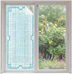 Window Privacy Film Frosted, Mint Green Botanical Non-Adhesive Static Cling Window Tint, Vintage Florals Geometric Minimalist Insulated Windows Frosted Films for Living Room, 35.4 x 78.7 Inches by Unknown