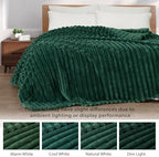 Exclusivo Mezcla Striped Queen Size Fleece Blanket for Bed, Forest Green - Image 3