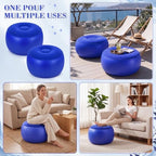 Novabright Inflatable Round Ottoman with Foot Pump Pouf, Navy Blue - Image 4