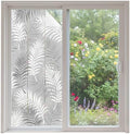 Window Privacy Film Frosted, Grey Botanical Non-Adhesive Static Cling Window Tint, Summer Palm Leaves Foliage Tropical Insulated Windows Frosted Films for Living Room, 35.4 x 78.7 Inches by Unknown