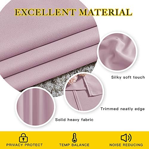 NICETOWN Blackout Pink Curtains for Girls Room - Thermal Insulated Solid Grommet Room Darkening Curtains/Panels/Drape for Bedroom (Lavender Pink=Baby Pink, 1 Pair, 52 by 84-Inch) - Image 4