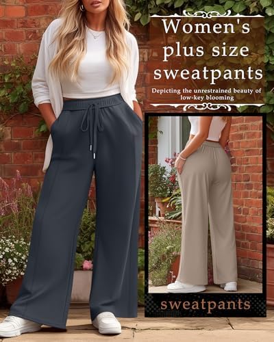 Evervibe 3 Pack Women's Plus Size Wide Leg Pants Baggy Sweatpant - Image 3