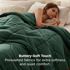 Bedsure Cal King Comforter - California King Comforter for All Season, Ultra-Soft Quilted Down Alternative Duvet Insert, Blanket for Bed, with 4 Tabs, Machine Washabl, Dark Green, 96x102 in - Image 3