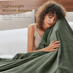 PHF Fleece Blanket Queen 90x90-300G Lightweight Airy Warmth, Olive Green - Image 2