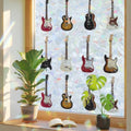 Music Window Privacy Film Rainbow Static Cling Stain Glass Window Film for Glass Door, Decorative Heat Control UV Blocking Frosted Sunroof Decal Sticker for Car 23.6"x78.7" Red Beige Guitar Modern Art by AMZRicher