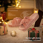 Chantomoo Slippers for Women Memory Foam House Bedroom Corduroy Bow Crossbands Slipper Shoes Comfy Trendy Gift Slippers - Image 4