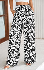 PRETTYGARDEN Womens Pants Elastic Waist Striped Lightweight Palazzo Pant - Image 2