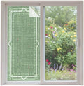 Window Privacy Film Frosted, Olive Green Botanical Non-Adhesive Static Cling Window Tint, Vintage Florals Geometric Minimalist Insulated Windows Frosted Films for Living Room, 35.4 x 78.7 Inches by Unknown