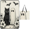 Halloween Black Cat Bat Floral Extra Large Picnic Blankets Waterproof Foldable Beach Blanket Waterproof Sandproof Outdoor Packable Camping Blanket with Zip 59"x39" by Unknown