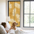 Window Privacy Film Frosted, Fall Orange Botanical Static Cling Door Window Covering, Summer Palm Leaves Foliage Tropical UV Blocking Windows Film for Office, Hotel, Bedroom, 29.5 x 78.7 Inches - Image 2