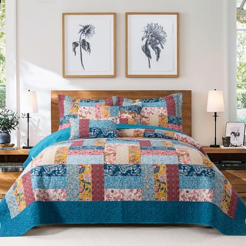 VAPUTAR Cotton California King Size Bedding Set, Farmhouse Bedspread by VAPUTAR