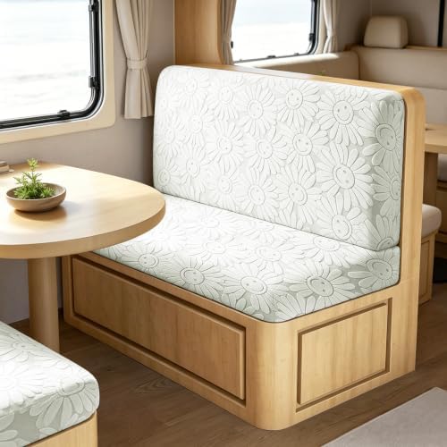 ANARACHON RV Dinette Cushion Covers, Stretch Camper Cushion Slipcovers for Travel Trailer Couch RV Booth Seat(2 Backrest Cover & 2 Bench Cover, Sun, Light Gray) - Image 2