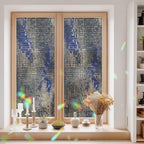 Window Privacy Film Static Cling, Blue Slate Gray Decorative Stained Glass Window Film for Sliding Patio Doors/Living Room Glass Doors, Geometric Modern Industrial Abstract Art 29.5 x 78.7 Inches - Image 3