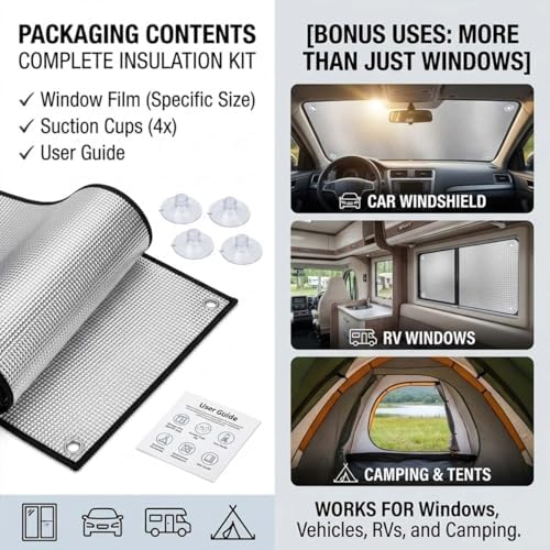 Blackout Window Film Heat Control, Anti-UV Aluminum Foil Sun Blocking Privacy Window Cover, Thermal Insulation Room Darkening with Suction Cups Reusable(Black Edge,38" W x 64" H) - Image 7