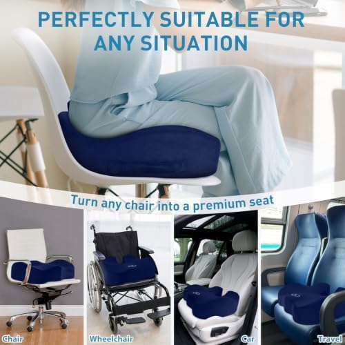 BlissTrends Extra Thick Seat Cushion for Office Chair & Car Seat, Blue - Image 5